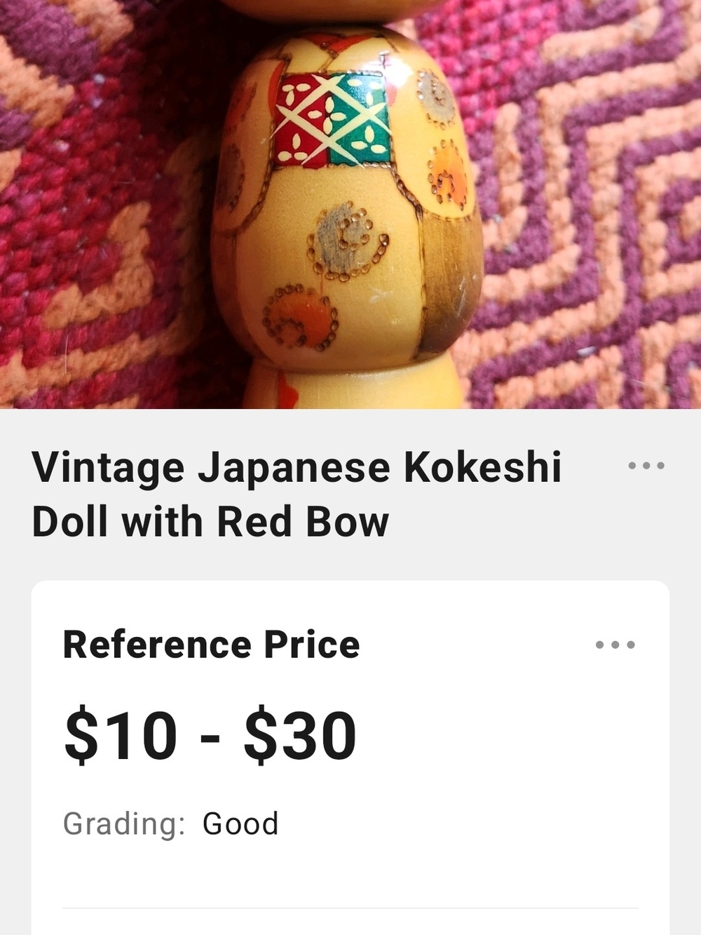 Vintage Kokeshi Doll with Red Bow - Picture 8 of 8
